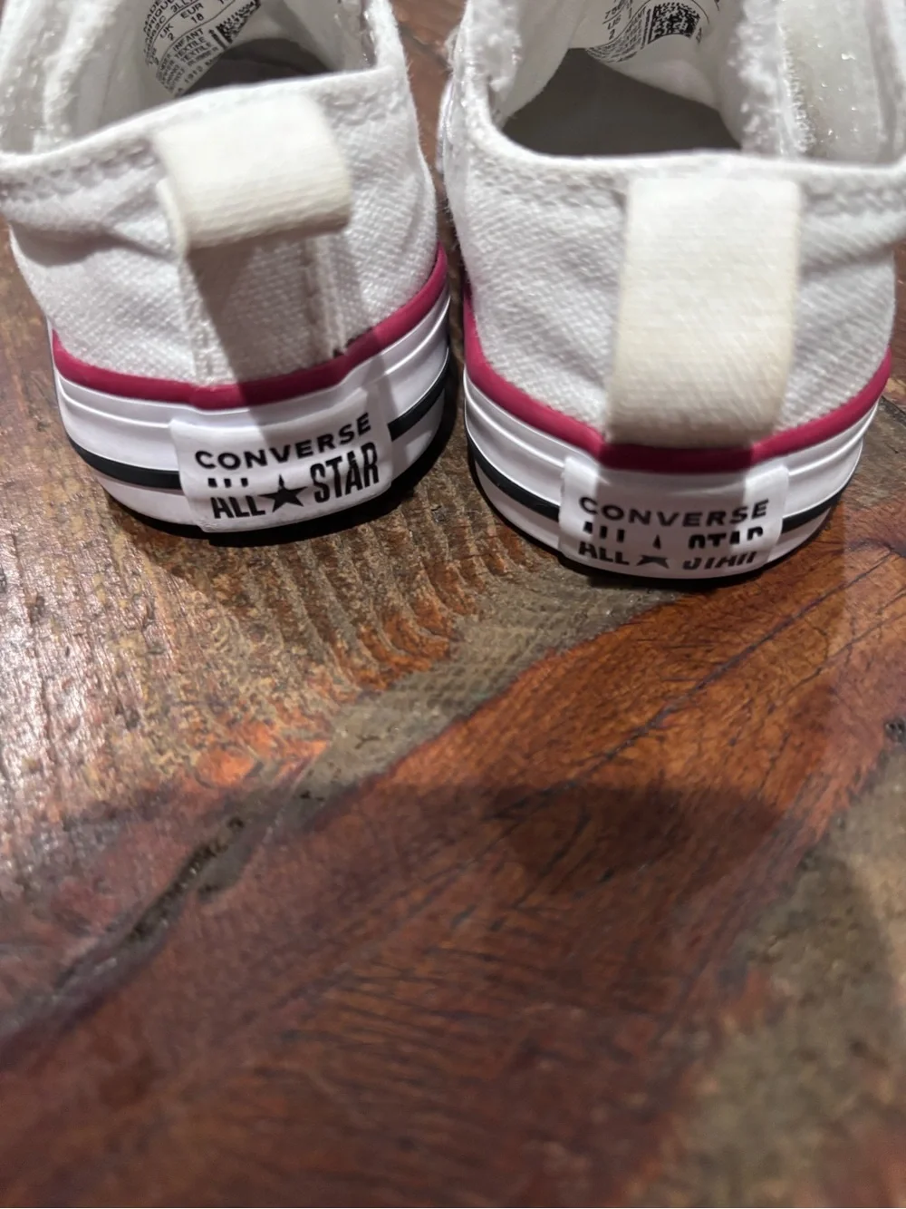 Baby Converse All Star White & Red Kids Canvas Sneakers, infant size 2